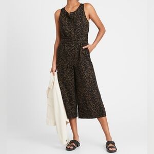 Banana Republic; Sleeveless LINEN-COTTON WIDE-LEG JUMPSUIT
